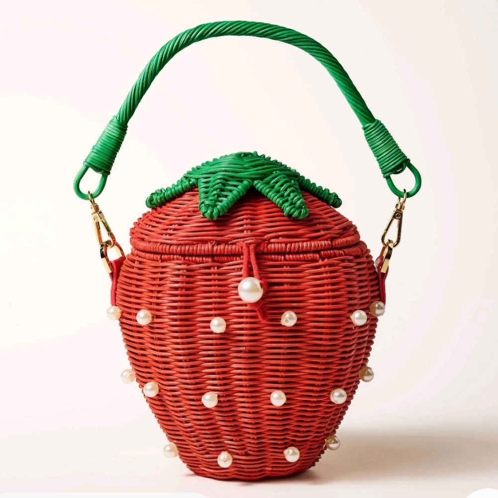 Kate Spade New York x Target Pearl Strawberry Basket Bucket Bag NWT